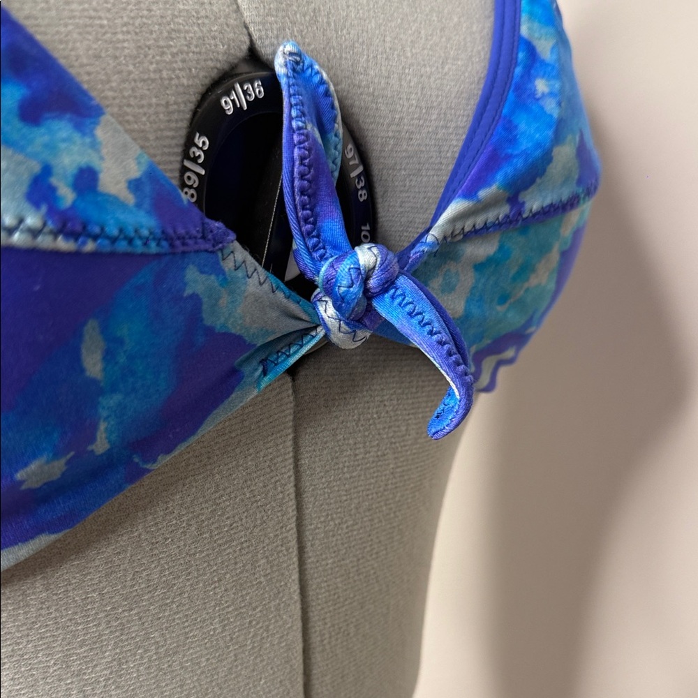 Vix Paula Hermanny Blue Camo Bikini Set Cheeky Beaded Bottom Size S / Top - L - Picture 7 of 12